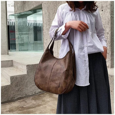 Lena | Damen Vintage Leder Schultertasche Hobo-Stil geräumig