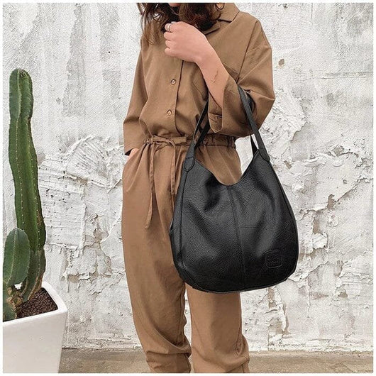 Lena | Damen Vintage Leder Schultertasche Hobo-Stil geräumig