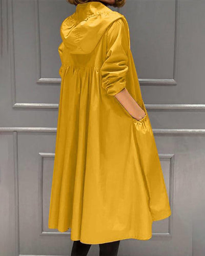 Charlotte | Damen Wasserabweisender Langer Kapuzen-Trenchcoat aus Polyester
