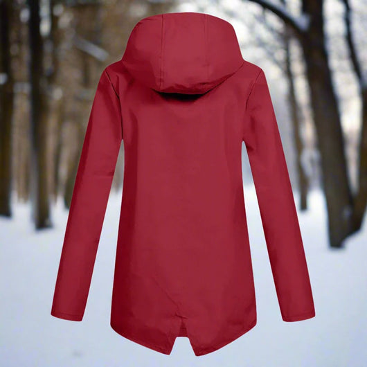 Emilia | Damen Wasserdichte Kapuzen-Regenjacke mit Reißverschluss Taschen