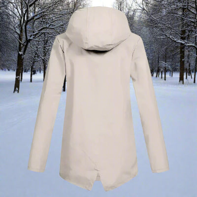 Emilia | Damen Wasserdichte Kapuzen-Regenjacke mit Reißverschluss Taschen