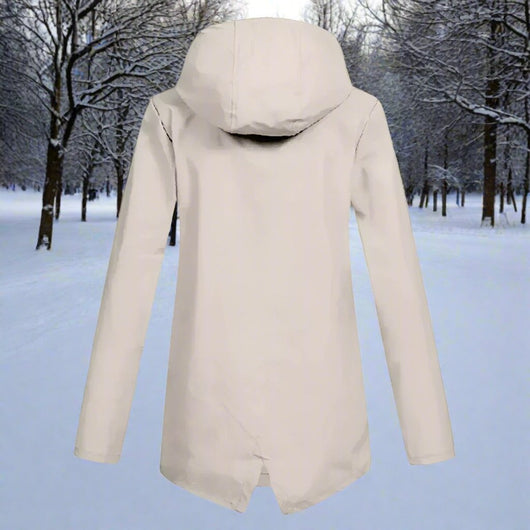 Emilia | Damen Wasserdichte Kapuzen-Regenjacke mit Reißverschluss Taschen