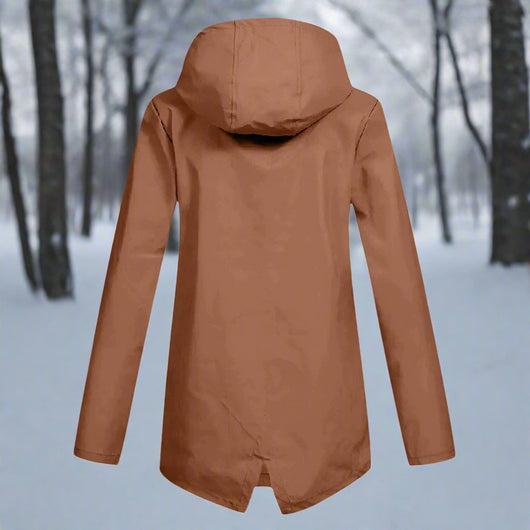 Emilia | Damen Wasserdichte Kapuzen-Regenjacke mit Reißverschluss Taschen