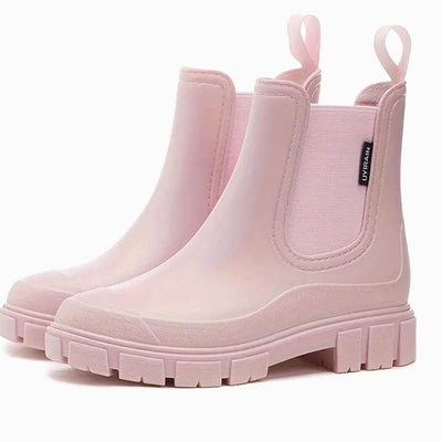 Katharina | Damen Wasserdichte Slip-On Chelsea Stiefel mit Blockabsatz