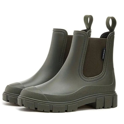 Katharina | Damen Wasserdichte Slip-On Chelsea Stiefel mit Blockabsatz