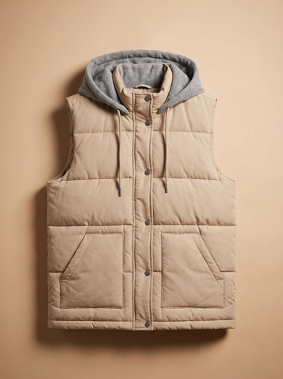 Charlotte | Damen Wattierter Bodywarmer mit Kontrastkapuze Druckknopfleiste