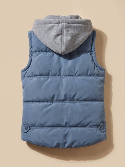 Charlotte | Damen Wattierter Bodywarmer mit Kontrastkapuze Druckknopfleiste