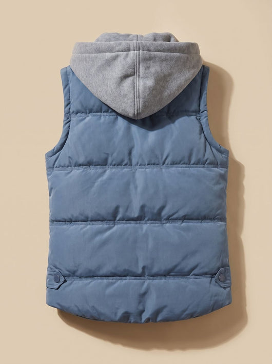 Charlotte | Damen Wattierter Bodywarmer mit Kontrastkapuze Druckknopfleiste