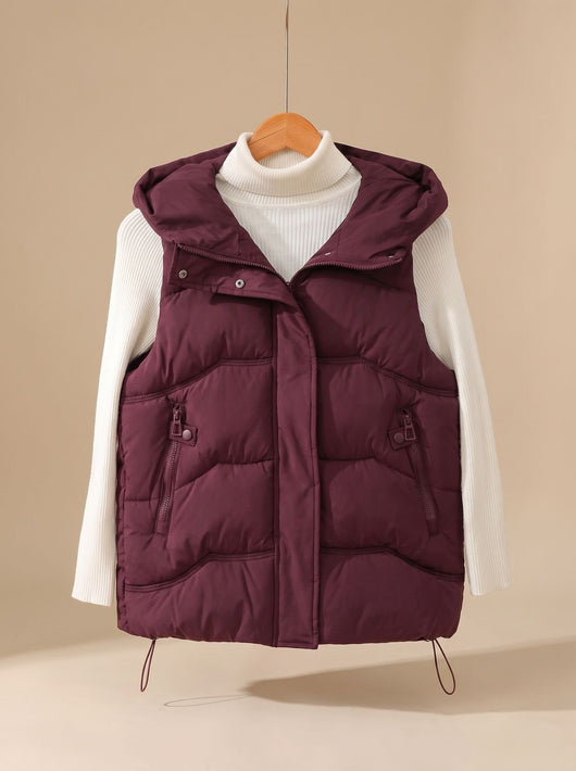 Annika | Damen Wattierter Kapuzen-Bodywarmer mit Reißverschlusstaschen