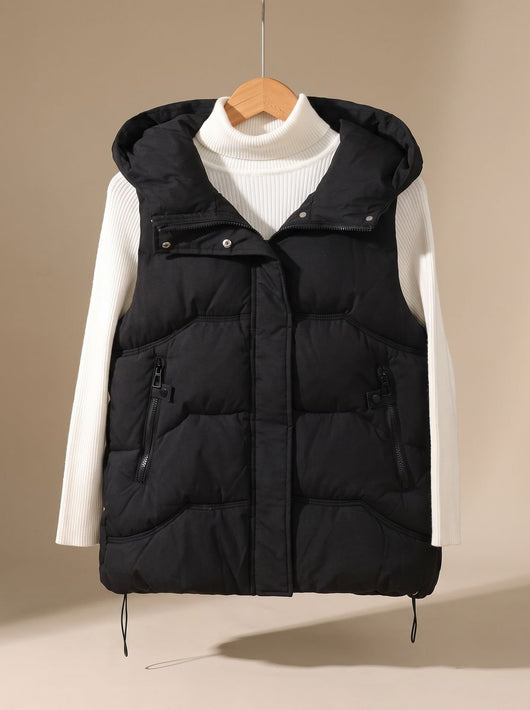 Annika | Damen Wattierter Kapuzen-Bodywarmer mit Reißverschlusstaschen