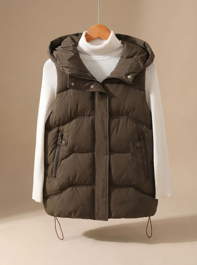 Annika | Damen Wattierter Kapuzen-Bodywarmer mit Reißverschlusstaschen