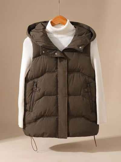 Annika | Damen Wattierter Kapuzen-Bodywarmer mit Reißverschlusstaschen