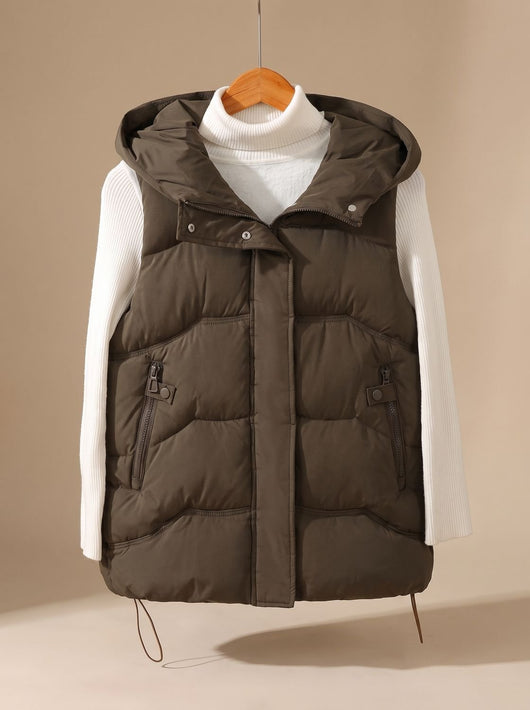 Annika | Damen Wattierter Kapuzen-Bodywarmer mit Reißverschlusstaschen