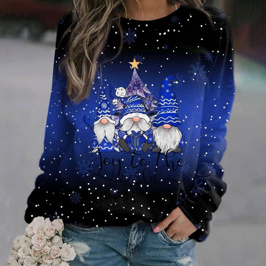 Amelie | Damen Weihnachts-Strickpullover Locker Weihnachtsmotiv Rundhals