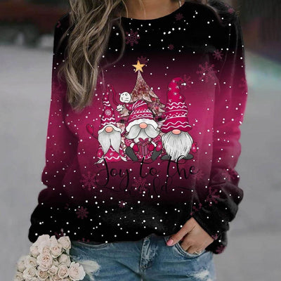 Amelie | Damen Weihnachts-Strickpullover Locker Weihnachtsmotiv Rundhals