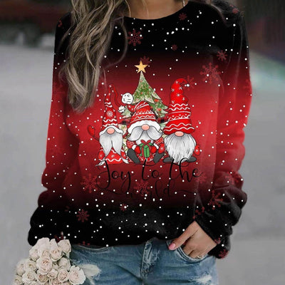Amelie | Damen Weihnachts-Strickpullover Locker Weihnachtsmotiv Rundhals