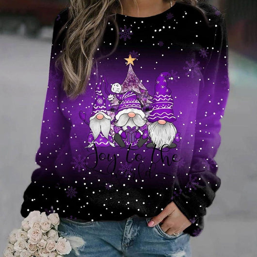 Amelie | Damen Weihnachts-Strickpullover Locker Weihnachtsmotiv Rundhals