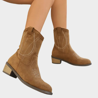 Elisabeth | Damen Western Cowboy Ankle Boots Stiefeletten mit Steppdetails