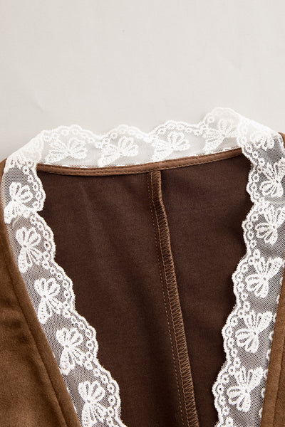 Charlotte | Damen Western Spitzenbluse Langarm Tailliert V-Ausschnitt