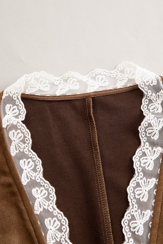 Charlotte | Damen Western Spitzenbluse Langarm Tailliert V-Ausschnitt