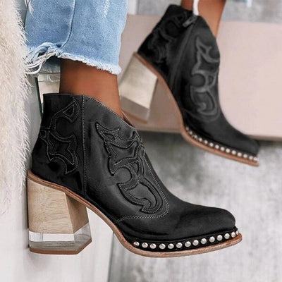 Johanna | Damen Western Stiefeletten Blockabsatz Kunstleder