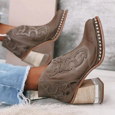 Johanna | Damen Western Stiefeletten Blockabsatz Kunstleder