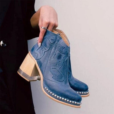 Johanna | Damen Western Stiefeletten Blockabsatz Kunstleder