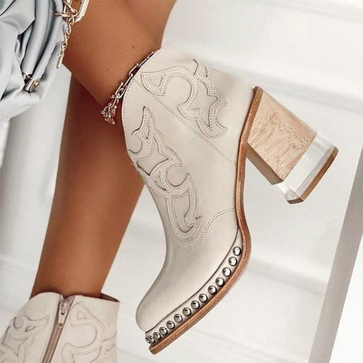 Johanna | Damen Western Stiefeletten Blockabsatz Kunstleder