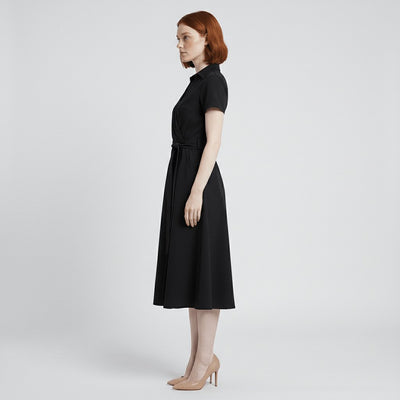 Sophie | Damen Wickel-Midi-Kleid mit V-Ausschnitt Taillengürtel Seitentaschen