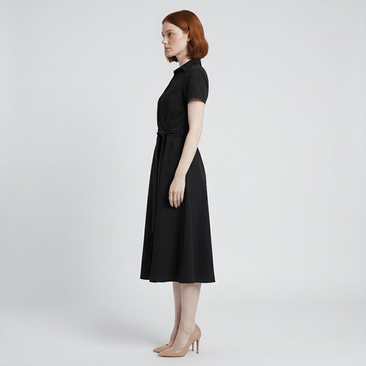 Sophie | Damen Wickel-Midi-Kleid mit V-Ausschnitt Taillengürtel Seitentaschen