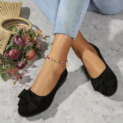 Lena | Damen Wildlederoptik Schleife Gepolsterte Slip-On Ballerinas