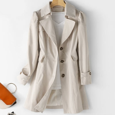 Elfriede | Damen Winterjacke eleganter Schnitt Polyester Blazer-Trenchcoat
