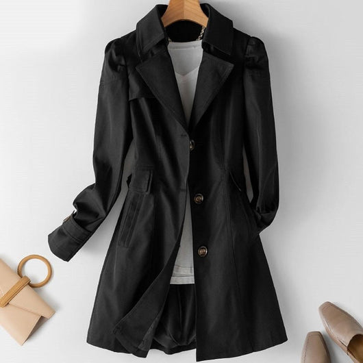 Elfriede | Damen Winterjacke eleganter Schnitt Polyester Blazer-Trenchcoat