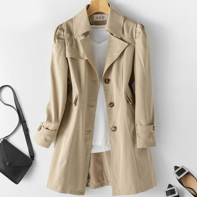 Elfriede | Damen Winterjacke eleganter Schnitt Polyester Blazer-Trenchcoat