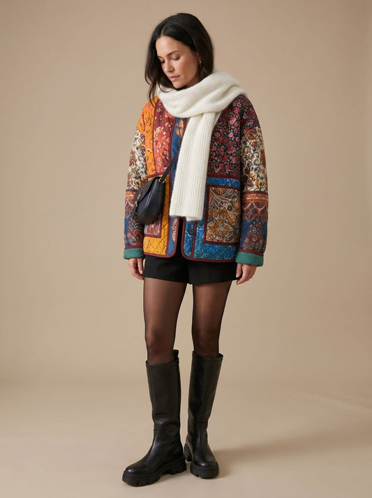 Charlotte | Damen Winterjacke Gesteppt Bunt Mehrfarbig Übergangsjacke