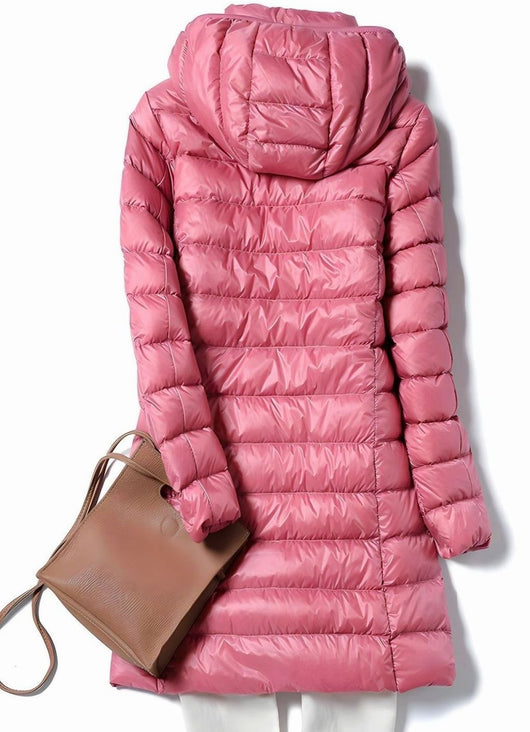 Hannah | Damen Winterjacke Leichte Lange Steppjacke Abnehmbare Kapuze