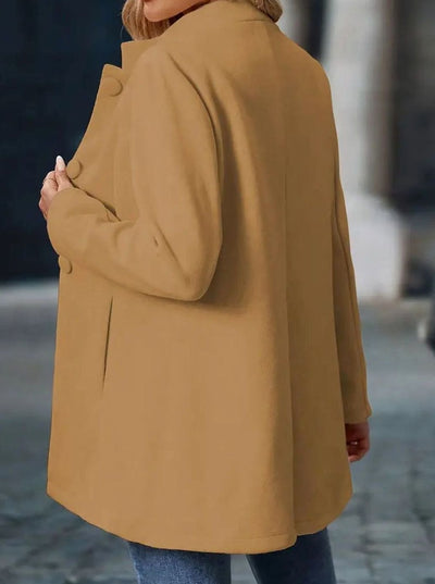Amelie | Damen Wintermantel mit Knöpfen Stehkragen eleganter langer Schnitt