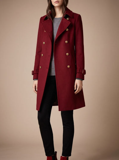 Clara | Damen Wintermantel Zweireihiger Eleganter Wollmantel