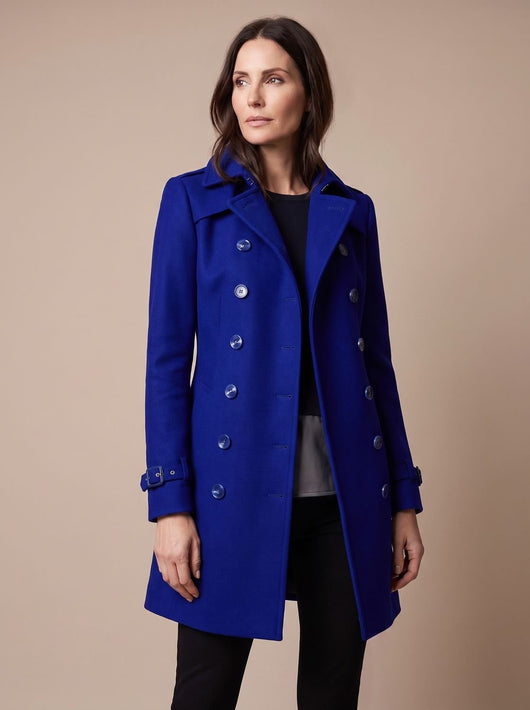 Clara | Damen Wintermantel Zweireihiger Eleganter Wollmantel