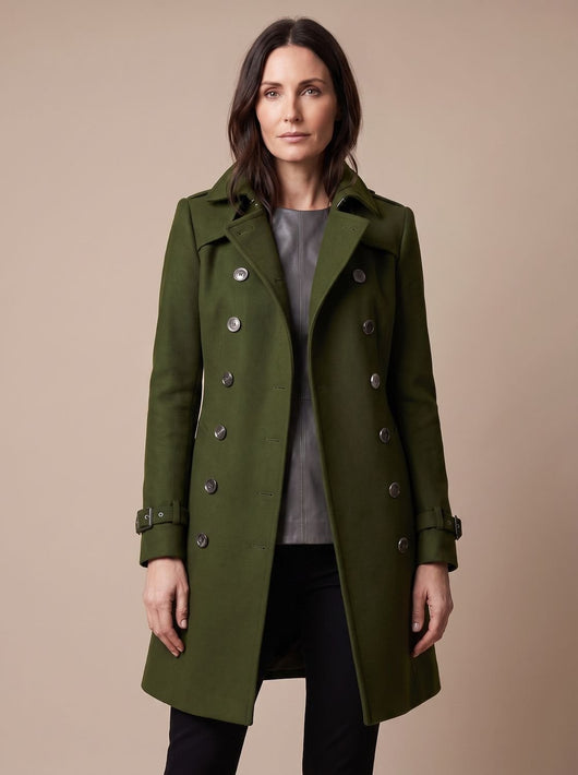 Clara | Damen Wintermantel Zweireihiger Eleganter Wollmantel