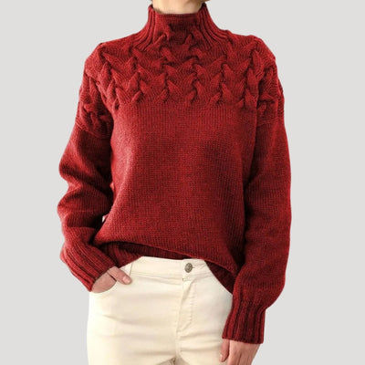 Sophie | Damen Zopfmuster Rollkragen Strick Sweater