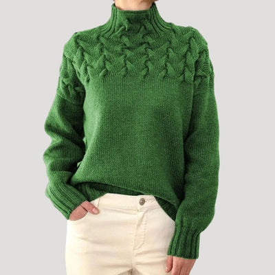 Sophie | Damen Zopfmuster Rollkragen Strick Sweater