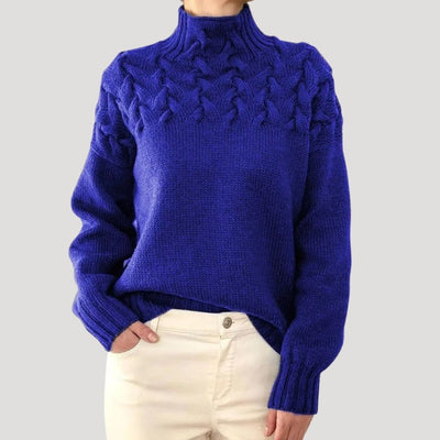 Sophie | Damen Zopfmuster Rollkragen Strick Sweater