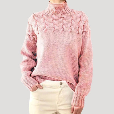 Sophie | Damen Zopfmuster Rollkragen Strick Sweater