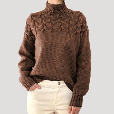 Sophie | Damen Zopfmuster Rollkragen Strick Sweater