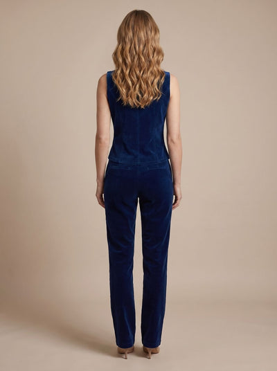 Greta | Damen Zweireiher Samt-Weste im Military-Stil tailliert