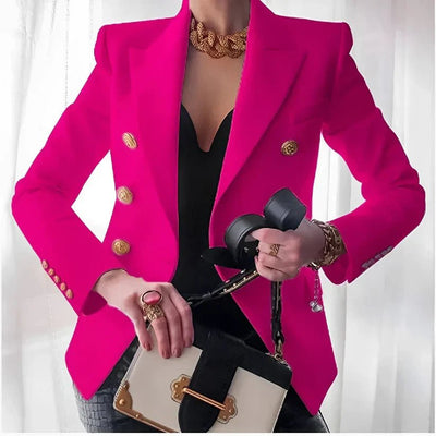 Mia | Damen Zweireihiger Blazer Goldknöpfe Strukturierte Schultern