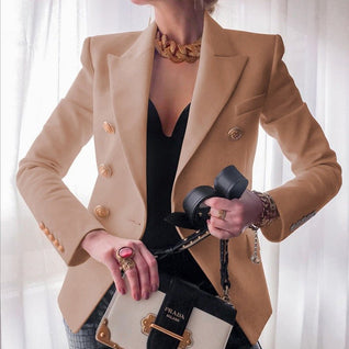 Mia | Damen Zweireihiger Blazer Goldknöpfe Strukturierte Schultern