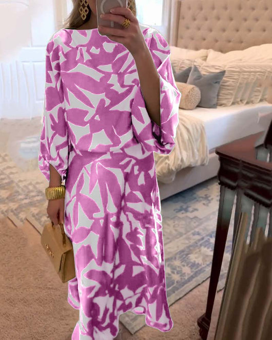 Mia | Damen Zweiteiliges Blumen-Print Laternen-Ärmel Set