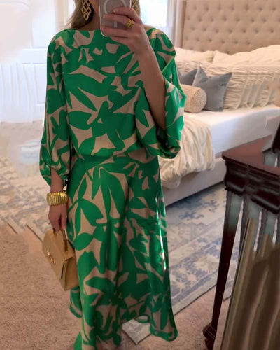 Mia | Damen Zweiteiliges Blumen-Print Laternen-Ärmel Set